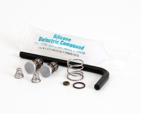 Syringe Repair Kit, DCI (95-0089) includes two syringe button cartridges, springs, o-rings, syringe tip o-ring, silicone lubricant, and allen wrench.